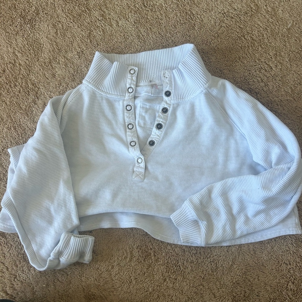 White Ribbed Free People pullover